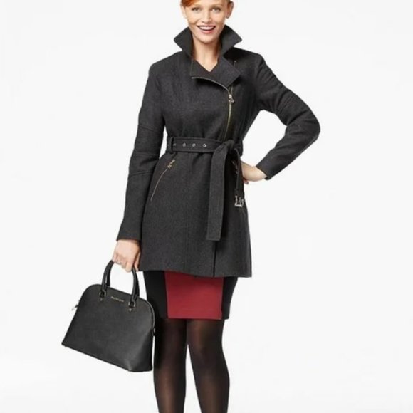 Michael Kors Belted Wool Coat (Size 6 :: Charcoal Grey) - Picture 3 of 3